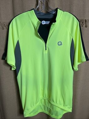 Qloom Men's Neon Yellow Short-Sleeve Cycling Jersey